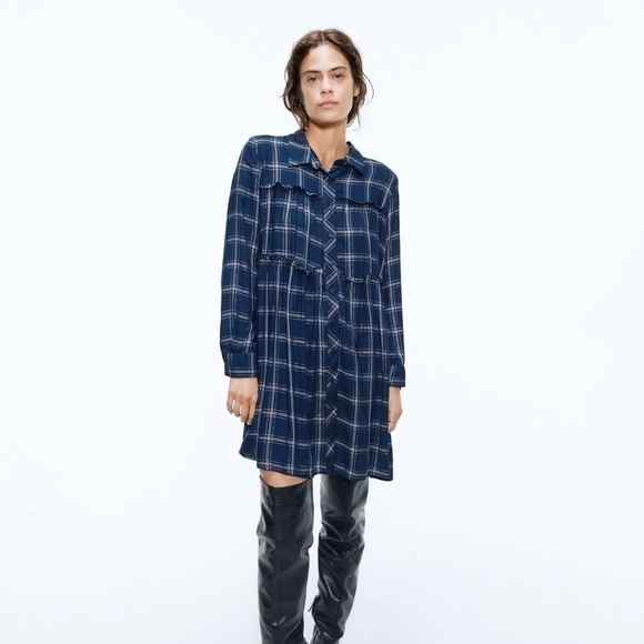 Checked Mini Shirt Dress 🤍 - Picture 1 of 16
